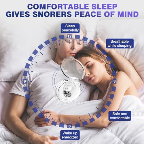 Anti Snoring Devices, Snore Stopper with Adjustable Magnet, Snoring Solution for Comfortable and Quieter Sleep, Silicone 4PCS Nose Clip Stop Snoring, Effective to Relieve Snoring