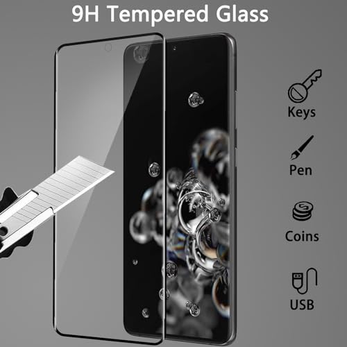 GUMANYU [2+2 Pack Galaxy S20 Ultra 5G Tempered Glass Screen Protector [Ultrasonic Fingerprint Unlock][9H Hardness][3D Curved] for Samsung Galaxy S20 Ultra 5G HD Tempered Glass Protector