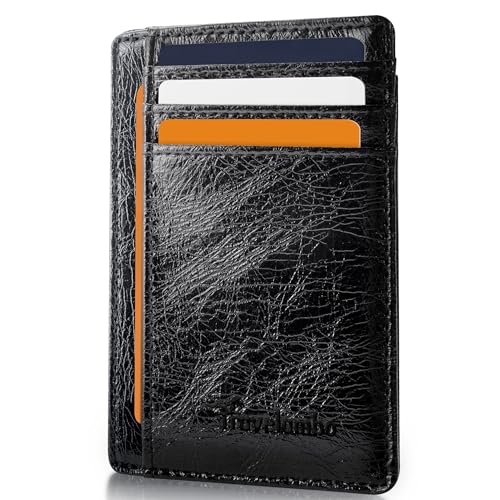 Travelambo Front Pocket Minimalist Leather Slim Wallet RFID Blocking Medium Size