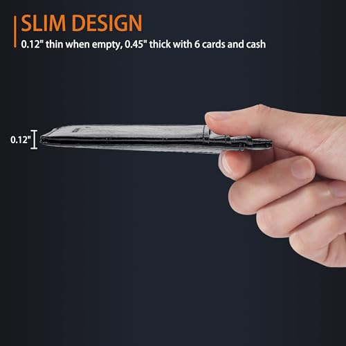 Travelambo Front Pocket Minimalist Leather Slim Wallet RFID Blocking Medium Size