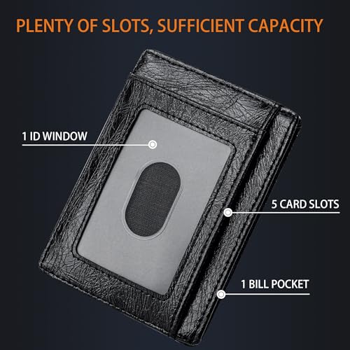 Travelambo Front Pocket Minimalist Leather Slim Wallet RFID Blocking Medium Size