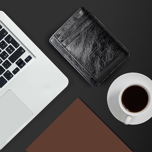 Travelambo Front Pocket Minimalist Leather Slim Wallet RFID Blocking Medium Size