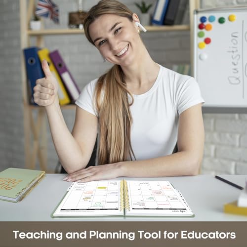 Academic Planner 2024-2025, Weekly & Monthly Calendar Planner Book (July 2024 - June 2025), Hardcover School Teacher & Student Planner with Monthly Tabs (6.3" x 8.5"), Spiral Bound - Green