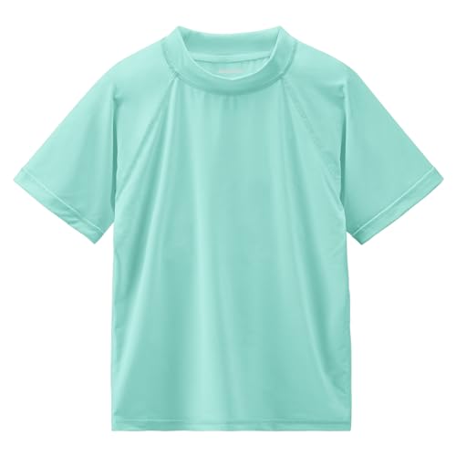 Boys Swim Shirts Rash Guard Short Sleeve Fishing Water Shirts UPF 50+ Sun Protection Rashguard Quick Dry Cool Beach Swimming Clothes for Toddler Youth Kids Lake Blue Size 10-12