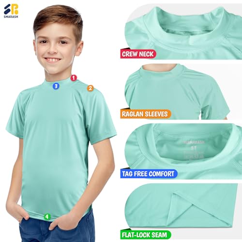 Boys Swim Shirts Rash Guard Short Sleeve Fishing Water Shirts UPF 50+ Sun Protection Rashguard Quick Dry Cool Beach Swimming Clothes for Toddler Youth Kids Lake Blue Size 10-12