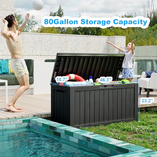 80 Gallon Lockable Resin Deck Box for Outdoors
