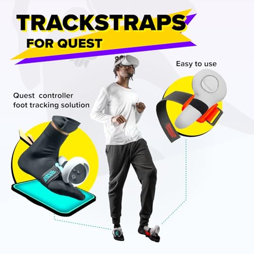 Rebuff Reality Trackstraps for Meta Quest Controller + Dance Dash Game Demo Card, Compatible with Quest 2&Pro, Rift S, Full Body Immersion VR Accessory for Rezzil, Final Soccer, Feet Saber
