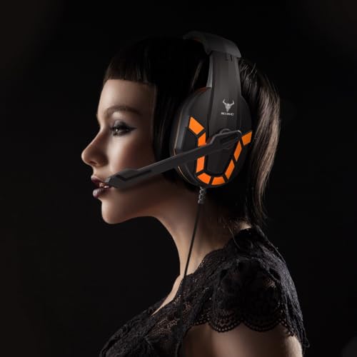 JAKO Gaming Headset PS4, Xbox Headset Wired Gamer Headphones with Noise Cancelling Mic, Gaming Headphones with Microphone Memory Earmuffs for PC, PS5, PS4, Xbox Series X/S, Xbox one, Switch