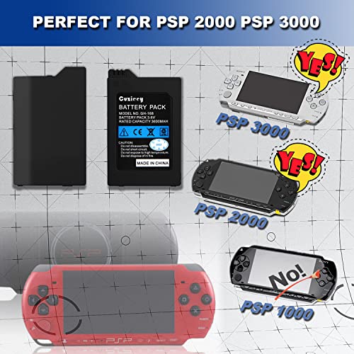 Cuzieey Replacement Battery for PSP 2000 3000: Battery for Sony PSP2001-2010 PSP3001-3010, PSP-S110 Console(3.6V 3600mAh)