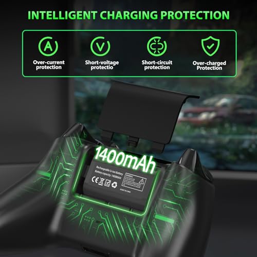 MOTYCTCH Rechargeable Battery Pack for Xbox One and Xbox Series X|S,2 Pack 1400mAH Xbox Controller Battery Pack for Xbox Series S/Xbox Series X/Xbox One/X/S/Elite(2 Batteries Only)