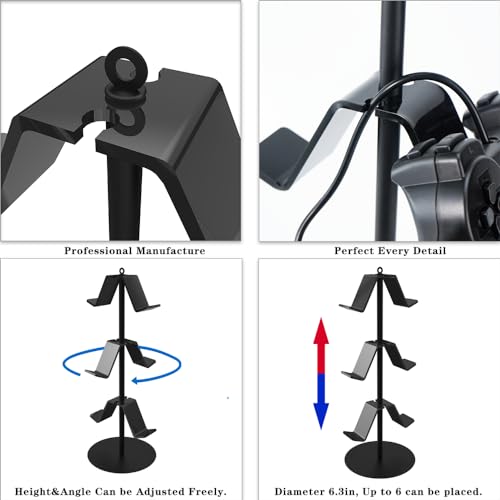 PPXHFV Controller Stand 3 Tier,Controller Stand for 6 Packs,Black Game Controller Stand,Game Controller Holder,for PS4/PS5/Xbox ONE/Switch Pro/Headset
