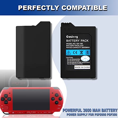 Cuzieey Replacement Battery for PSP 2000 3000: Battery for Sony PSP2001-2010 PSP3001-3010, PSP-S110 Console(3.6V 3600mAh)