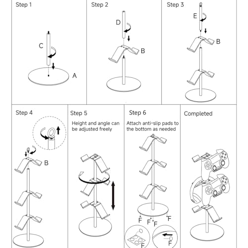 PPXHFV Controller Stand 3 Tier,Controller Stand for 6 Packs,Black Game Controller Stand,Game Controller Holder,for PS4/PS5/Xbox ONE/Switch Pro/Headset
