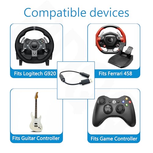 BDQQ Upgraded Replacement USB Breakaway Cable for Logitech G920, Ferrari 458 Spider Racing Wheel Driving Force, Fast Data Transmission, Built-in Anti-Interference Ring