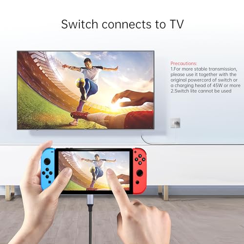 ELUTENG Compatible for Nintendo Switch Hdmi Cable 4K 6.6FT Switch Dock USB C to HDMI Switch TV Dock with PD Fast Charging for for NS/OLED/Laptop/Smartphone/Switch Connection Projector