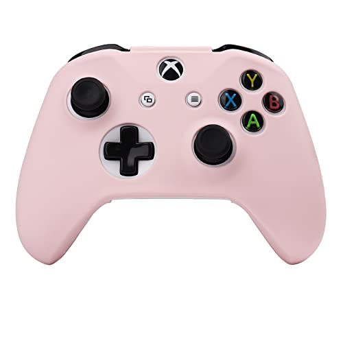 Pink Skins RALAN,Silicone Controller Cover Skin Protector Compatible for Xbox One S/X Controller (Pink Pro Thumb Grip x 2,Cat + Skull Cap &Cover Grip x 2)