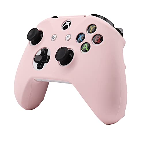 Pink Skins RALAN,Silicone Controller Cover Skin Protector Compatible for Xbox One S/X Controller (Pink Pro Thumb Grip x 2,Cat + Skull Cap &Cover Grip x 2)
