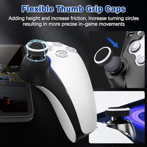 DLseego Thumb Grips Caps for Playstation Portal, Full Protection Anti-Slip & Anti-Scratch Anti-Fingerprint Protective Cover 4 Thumb Stick Caps for Playstation Portal Remote Player - Black White