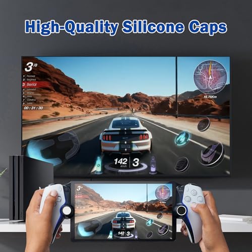 DLseego Thumb Grips Caps for Playstation Portal, Full Protection Anti-Slip & Anti-Scratch Anti-Fingerprint Protective Cover 4 Thumb Stick Caps for Playstation Portal Remote Player - Black White