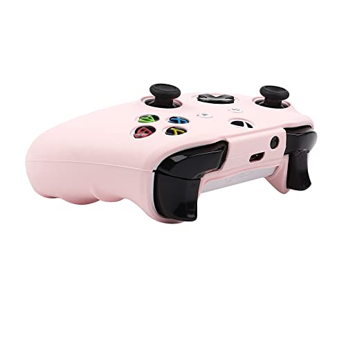 Pink Skins RALAN,Silicone Controller Cover Skin Protector Compatible for Xbox One S/X Controller (Pink Pro Thumb Grip x 2,Cat + Skull Cap &Cover Grip x 2)