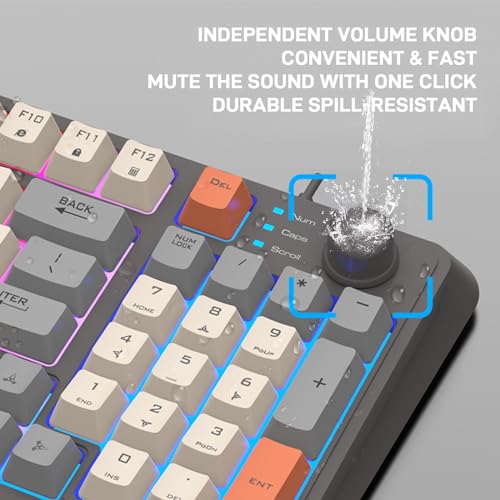 Fythao Computer Keyboard Wired, Plug and Play USB Membrane Keyboard, 94 Keys Wired Keyboard with Volume Knob for Laptop and Office PC