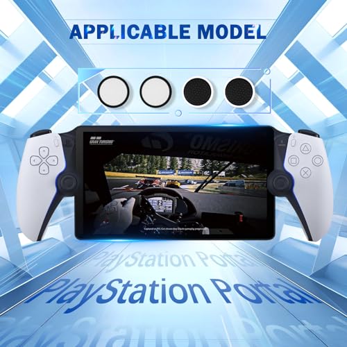 DLseego Thumb Grips Caps for Playstation Portal, Full Protection Anti-Slip & Anti-Scratch Anti-Fingerprint Protective Cover 4 Thumb Stick Caps for Playstation Portal Remote Player - Black White