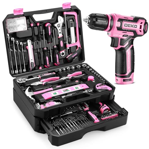 DEKOPRO Pink Tool Kit Box Drill Set Combo
