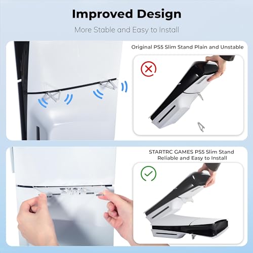 STARTRC Games Horizontal Stand for PS5 Slim Console, Transparent Acrylic Stand Compatible with Playstation 5 Slim Disc Edition