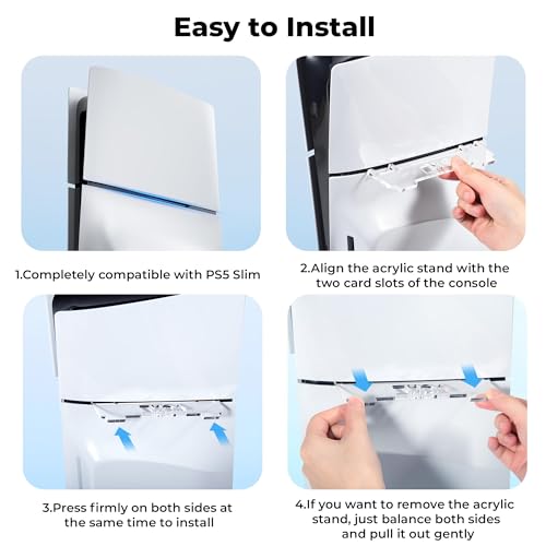 STARTRC Games Horizontal Stand for PS5 Slim Console, Transparent Acrylic Stand Compatible with Playstation 5 Slim Disc Edition