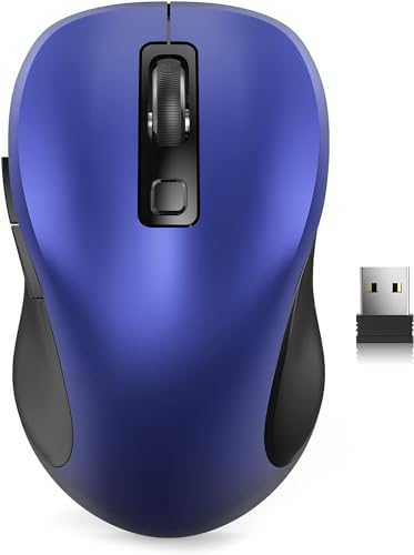 Trueque Wireless Mouse for Laptop, 2.4GHz Ergonomic Computer Mouse with Back & Forward Buttons, 3-Level DPI, 6 Buttons, Optical USB Cordless Mice for Windows Chromebook MacBook PC (Deep Blue)