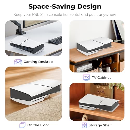 STARTRC Games Horizontal Stand for PS5 Slim Console, Transparent Acrylic Stand Compatible with Playstation 5 Slim Disc Edition