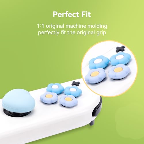 GeekShare Cross D-Pad Button Caps Thumb Grips Set,Silicone ABXY Key Buttons Sticker Compatible with Nintendo Switch/OLED Joy-Con (Blue & Purple)