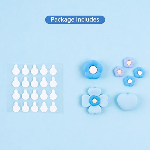 GeekShare Cross D-Pad Button Caps Thumb Grips Set,Silicone ABXY Key Buttons Sticker Compatible with Nintendo Switch/OLED Joy-Con (Blue & Purple)