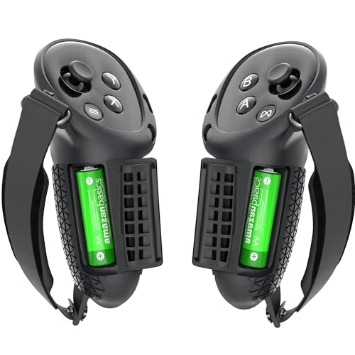 Kuject Upgraded Controller Grips for Quest 3, Adjustable Hand Grips with Battery Openning and Foam Knuckle Straps, VR Protector Accessories Fits Medium and Large Hands (Not for Charging Dock)