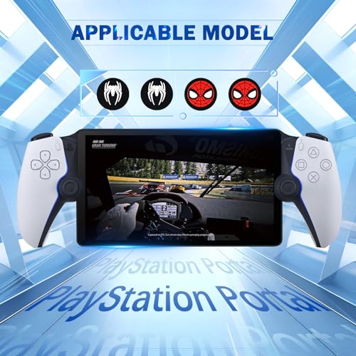 DLseego Thumb Grips Caps for Playstation Portal Remote Player, Full Protection Anti-Slip & Anti-Scratch Anti-Fingerprint Protective Cartoon Button Cap Cover 4 Thumb Stick Caps - Black Spiders