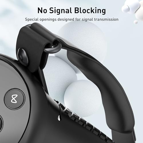 Kuject Upgraded Controller Grips for Quest 3, Adjustable Hand Grips with Battery Openning and Foam Knuckle Straps, VR Protector Accessories Fits Medium and Large Hands (Not for Charging Dock)