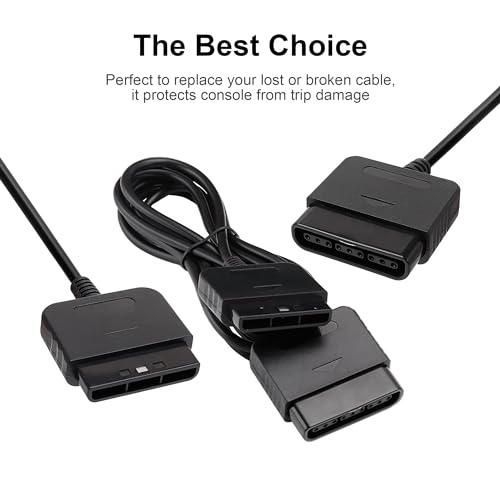 CSTESVN PS2 Controller Extension Cable, 2-Pack 1.8M/6FT Replacement Controller Extension Cable for Sony Playstation 2 PS2 Game Console
