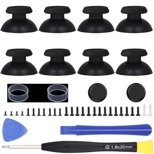 Ikpek 8 Pack Black Replacement Thumbsticks for DualSense PS5 Controller, Custom Analog Thumb Stick Joystick Grip Replacement for Playstation 5 Controller, for PS4 All Model Controller