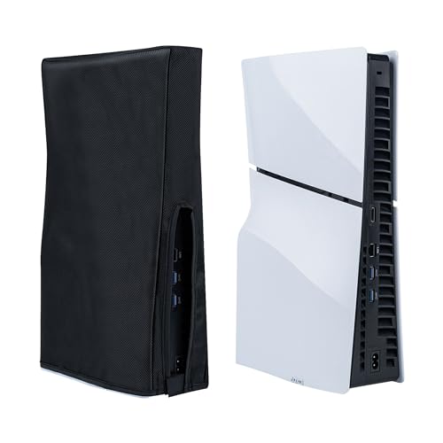 Mcbazel Vertical Dust Cover for PS5 Slim Console Only, Precision Cut Protective Case Anti Scratch Cover Sleeve for PlayStation 5 Slim Console Digital and Disc Edition - Black