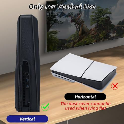 Mcbazel Vertical Dust Cover for PS5 Slim Console Only, Precision Cut Protective Case Anti Scratch Cover Sleeve for PlayStation 5 Slim Console Digital and Disc Edition - Black