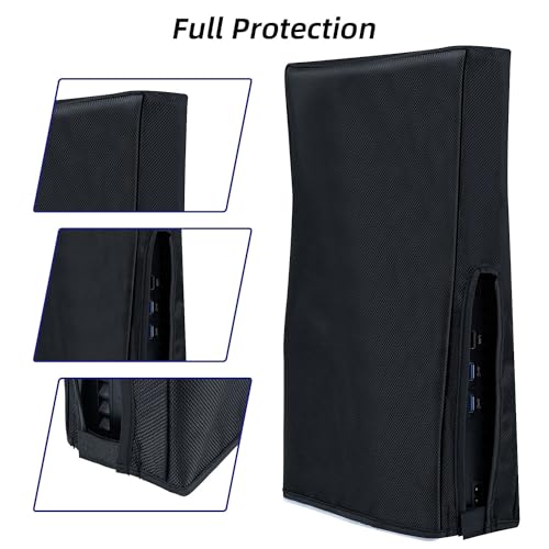 Mcbazel Vertical Dust Cover for PS5 Slim Console Only, Precision Cut Protective Case Anti Scratch Cover Sleeve for PlayStation 5 Slim Console Digital and Disc Edition - Black