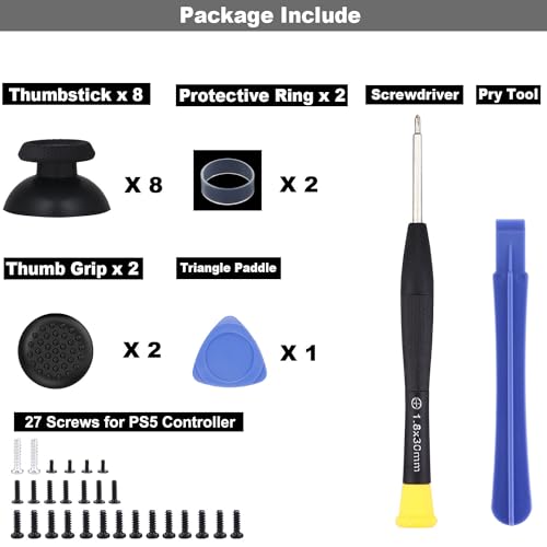 Ikpek 8 Pack Black Replacement Thumbsticks for DualSense PS5 Controller, Custom Analog Thumb Stick Joystick Grip Replacement for Playstation 5 Controller, for PS4 All Model Controller