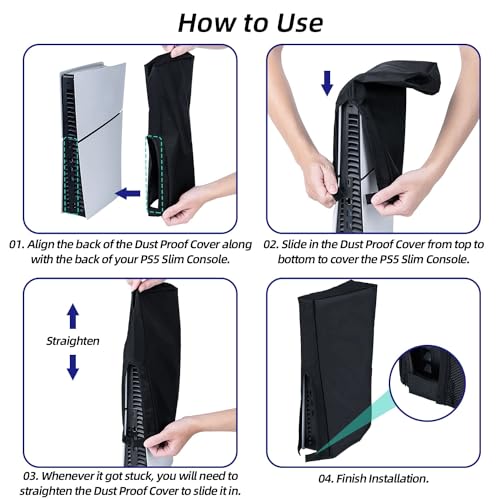 Mcbazel Vertical Dust Cover for PS5 Slim Console Only, Precision Cut Protective Case Anti Scratch Cover Sleeve for PlayStation 5 Slim Console Digital and Disc Edition - Black