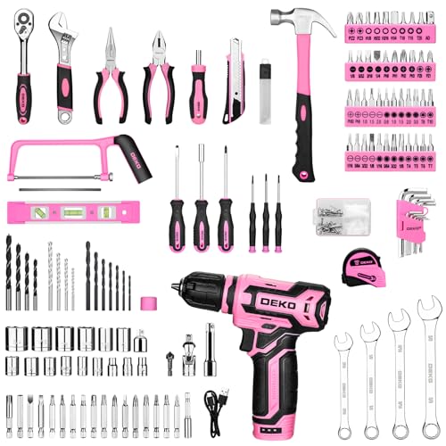 DEKOPRO Pink Tool Kit Box Drill Set Combo