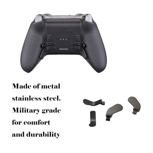 4 Pcs Elite Controller Paddles for Xbox One Elite Controller Series 2,Elite Series 1,Elite 2 Core Controller,Stainless Steel Paddles Hair Trigger Locks Replacement Parts for Xbox Elite One Controller(Black)