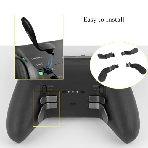 4 Pcs Elite Controller Paddles for Xbox One Elite Controller Series 2,Elite Series 1,Elite 2 Core Controller,Stainless Steel Paddles Hair Trigger Locks Replacement Parts for Xbox Elite One Controller(Black)