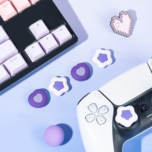 GeekShare Cute Silicone Joycon Thumb Grip Caps, Joystick Cover,4PCS - Cream Heart Dark Version (for PS5)