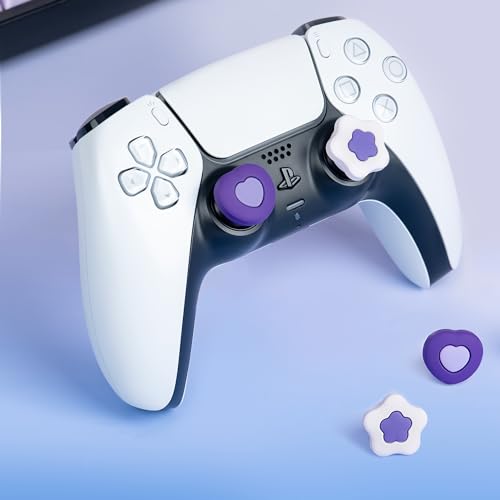 GeekShare Cute Silicone Joycon Thumb Grip Caps, Joystick Cover,4PCS - Cream Heart Dark Version (for PS5)