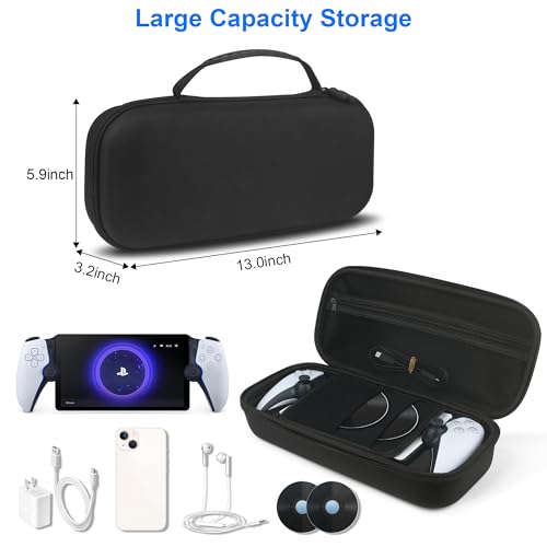 Bougraite Carrying Case for PlayStation Portal Remote Player, Hard EVA Shell Portable Travel Handbag, Durable Shockproof Anti-Scratch Full Protection Storage Bag for PlayStation 5 Portal, Black