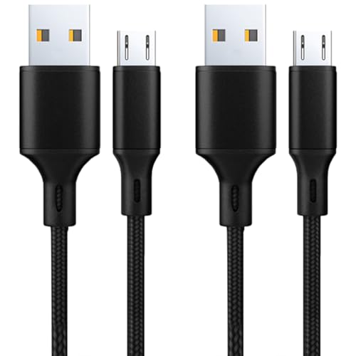 Charger Charging Cable for Xbox One Controller, Micro USB 2.0 Play Data Sync Nylon Braided Cord for Xbox One X, Xbox One S, wireless Controller, Playstation 4, PS4 Slim/Pro Controller (BLACK 2 PACK)